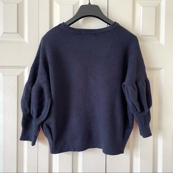 3/$30 NWOT Cropped Dropped Shoulder Navy Blue Knit Top - Picture 7 of 10